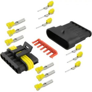 Conjunto fichas AMP macho + fêmea 6 pinos com terminais [10 pares]