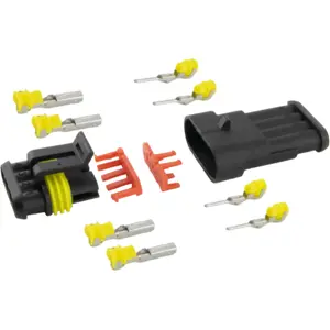 Conjunto fichas AMP macho + fêmea 4 pinos com terminais [10 pares]