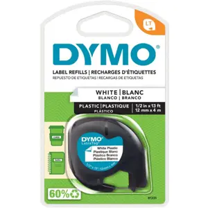 Fita de etiquetar LT 91201 em plástico [Preto sobre branco] - 12mm x 4m