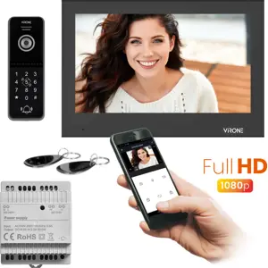 Videoporteiro modular inteligente WiFi 1080p (compatível c/ Tuya) c/ monitor 10'' + leitor RFID