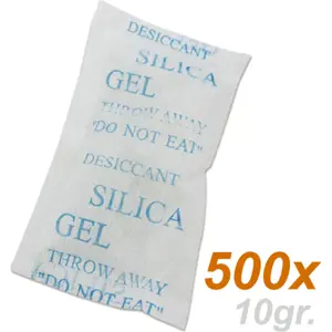 Saquetas dessecantes de Sílica-Gel branco 10g (75x40mm) - 500x 10Gr. [5Kg]