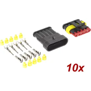 Conjunto fichas AMP macho + fêmea 5 pinos com terminais [10 pares]