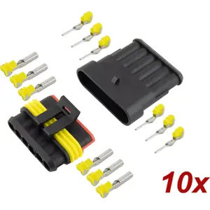 Conjunto fichas AMP macho + fêmea 6 pinos com terminais [10 pares]