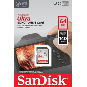 Cartão de memória SDXC 64GB C10 U1 (140MB/s)