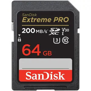 Tarjeta de memoria SDXC 64GB C10 U3 V30 (200/90 MB/s)