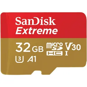 Cartão de memória microSDHC 32GB U3 A1 V30 (100/60 MB/s) + Adaptador SD