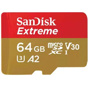 Cartão de memória microSDXC 64GB U3 A2 V30 (170/80 MB/s) + Adaptador SD