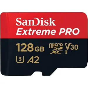 Cartão de memória microSDXC 128GB U3 A2 V30 (200/90 MB/s) + Adaptador SD