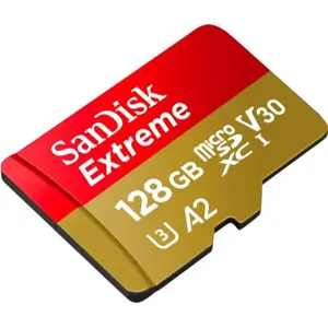 Cartão de memória microSDXC 128GB U3 A2 V30 (190/90 MB/s) + Adaptador SD