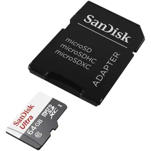 Cartão de memória microSDXC 64GB Classe 10 (100MB/s) + Adaptador SD