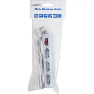 Bloco de 3 tomadas Europlug CEE 7/16 c/ interruptor - cabo (2x1.0mm²) 1.5m