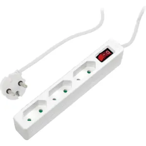 Bloco de 3 tomadas Europlug CEE 7/16 c/ interruptor - cabo (2x1.0mm²) 1.5m