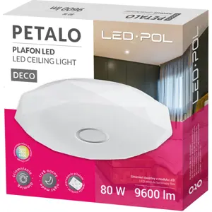 Plafon LED 230VAC 80W 9600lm CCT (3000-6500K) dimável c/ comando - Ø750x110mm