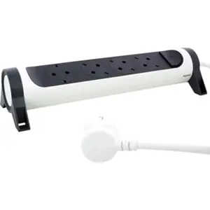 Bloco de 4 tomadas rotativo c/ interruptor - Branco+Preto - cabo (3x1.5mm²) 1.5m