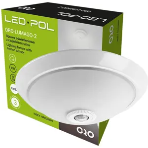 Plafon 230VAC (2x E27) c/ sensor PIR 360º - Ø310x95mm