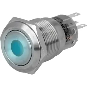 Interruptor de pressão anti-vandalismo unipolar SPDT ON-ON 24VDC 1A para soldar com LED azul (12V)