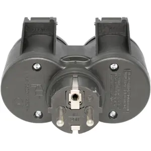Ficha Schuko doble 230VAC 16A 2P+T con tapas p/ exterior IP44