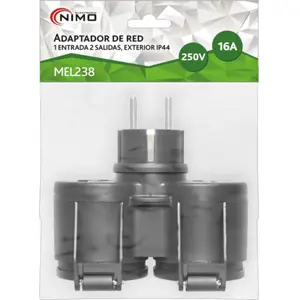 Ficha Schuko doble 230VAC 16A 2P+T con tapas p/ exterior IP44