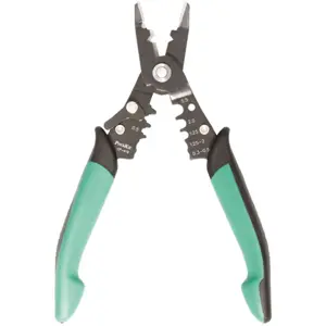 Alicate de cravar terminais isolados 0.3-2.0mm² e não isolados fechados 0.5-5.5mm² c/ descarnador e cortador