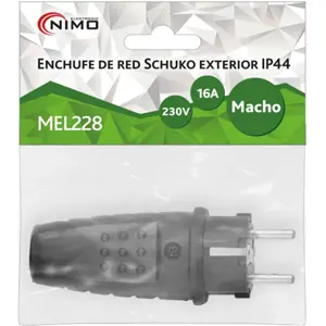Ficha Schuko macho 250VAC 16A negra - IP44