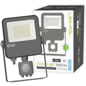 Projector LED 230VAC 30W 6500K (branco frio) 3600lm com sensor PIR