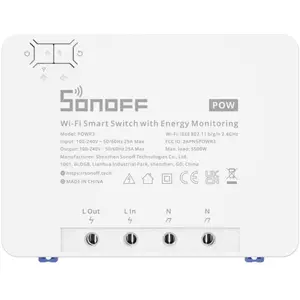 Interruptor Inteligente Wi-Fi de alta potência (25A) c/ medição de energia