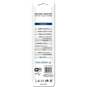 Adaptador USB2.0 Wi-Fi c/ antena inclinável Edi-Mega - 150Mps