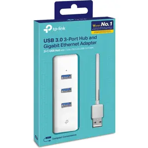 Adaptador USB 3.0 para RJ45 Gigabit Ethernet 10/100/1000 c/ HUB 3xUSB