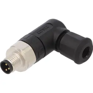 Ficha M8 macho 3 pinos para cabo 90º IP67 - Conec SAL-8-RSWC3-S5,5