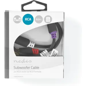 Cabo de subwoofer 1x RCA fêmea p/ 2x RCA macho [Gold Plated] - 20cm