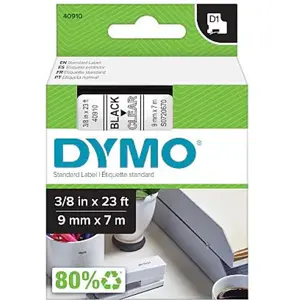 Fita de etiquetar D1 40910 [Preto sobre Transparente] - 9mm x 7m