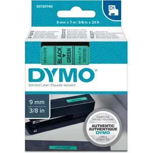 Fita de etiquetar D1 40919 [Preto sobre Verde] - 9mm x 7m