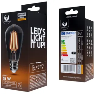 Lámpara LED tipo filamento E27 ST64 230V 4W 2000K (blanco cálido) 400lm - Vidrio ahumado