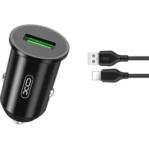Cargador de mechero (12/24V) 1x USB QC3.0 18W + cable Lightning Fast charge 3.0A