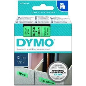 Fita de etiquetar D1 45019 [Preto sobre Verde] - 12mm x 7m