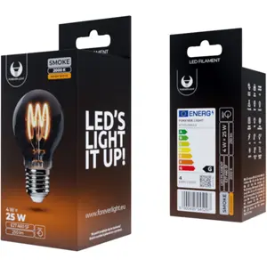 Lâmpada LED tipo filamento E27 A60 230V 4W 2000K (branco quente) 250lm - Vidro Fumado