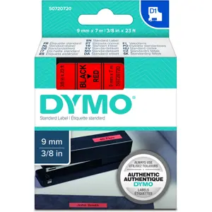 Fita de etiquetar D1 40917 [Preto sobre Vermelho] - 9mm x 7m