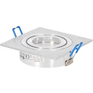Aro cuadrado orientable con muelle para lámparas GU10/MR16 80x80mm (Ø75mm) - acero cepillado