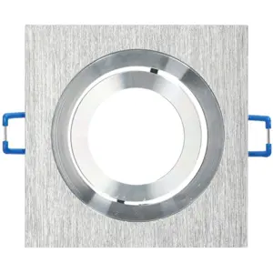 Aro cuadrado orientable con muelle para lámparas GU10/MR16 80x80mm (Ø75mm) - acero cepillado