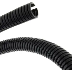 Tubo corrugado PP Ø7mm c/ abertura lateral - preto - 5m