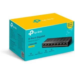 Switch 8P Gigabit 10/100/1000Mbps Caixa de Plástico
