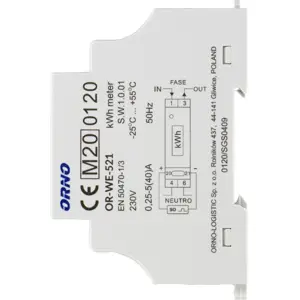Medidor digital de consumo para calha DIN 40A c/ saída de pulso S0 (1600 imp/kWh)