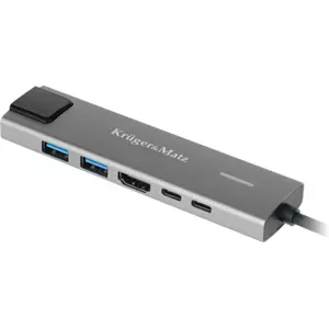 Adaptador/conversor multiport USB-C macho -> HDMI + 2xUSB3.0 + 2xUSB-C + RJ45