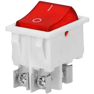 Interruptor basculante 2 posições estáveis - ON-OFF - 230VAC 16A (ligação parafuso) - branco - luminoso vermelho