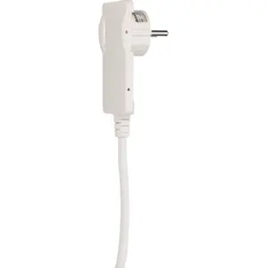 Cabo de alimentação (PVC) c/ ficha Schuko 90º extra-plana - 3x1.0mm² - Branco - 1.5m