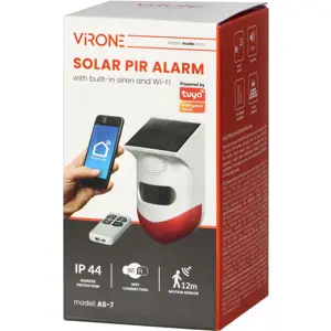 Alarme PIR solar inteligente Wi-Fi com sirene embutida + comando - compatível com Tuya