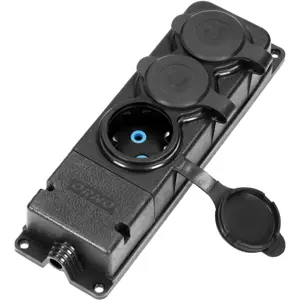 Bloco de 3 tomadas de serviço ultra-resistente com tampa p/ exterior IP44