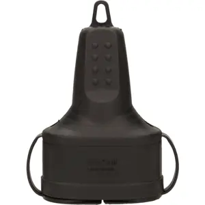 Ficha dupla schuko fêmea 250VAC 16A borracha preta c/ tampa IP44