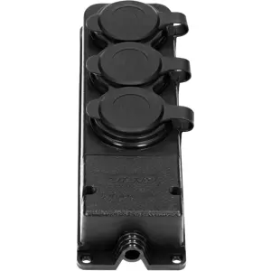 Bloco de 3 tomadas de serviço ultra-resistente com tampa p/ exterior IP44