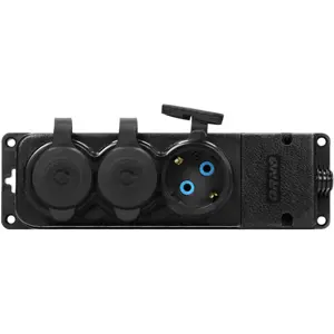 Bloco de 3 tomadas de serviço ultra-resistente com tampa p/ exterior IP44